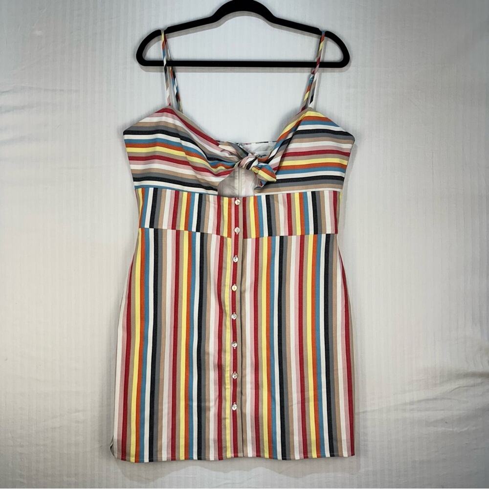 Shaycation x Revolve Elsie Mini Dress Rainbow Striped Button-Down Size X-Large
